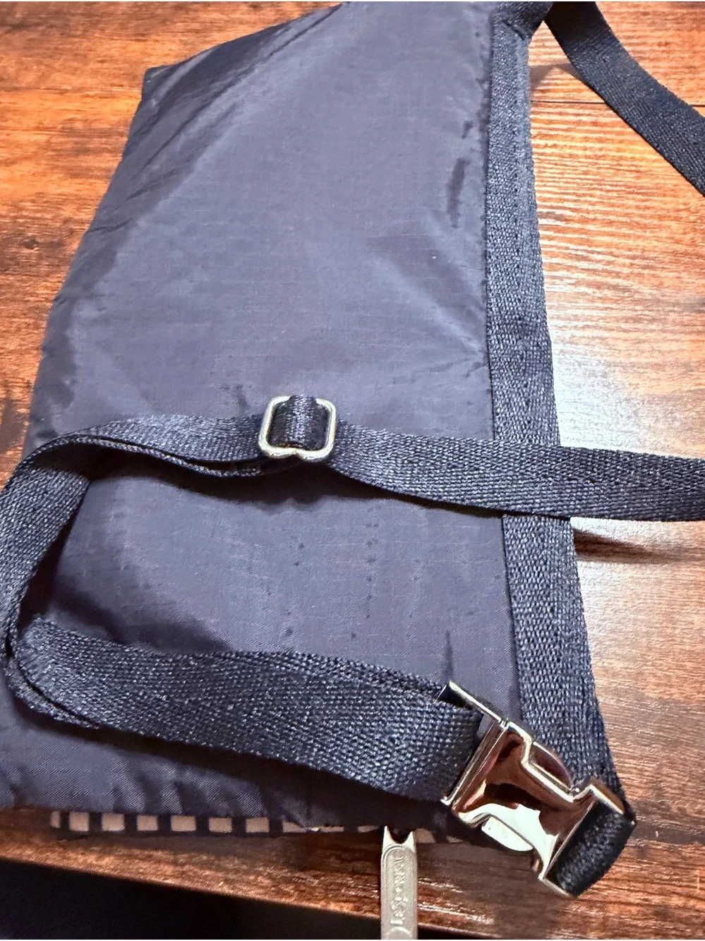 LeSportsac Black Cream Geometric Foldover Crossbody Purse